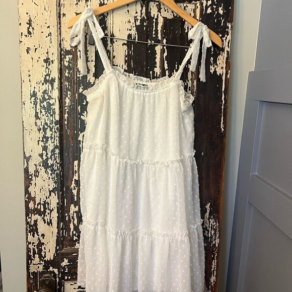 White ribbon overlay Trixx Clothing Co white babydoll sundress. Women’s size M. - Picture 2 of 8